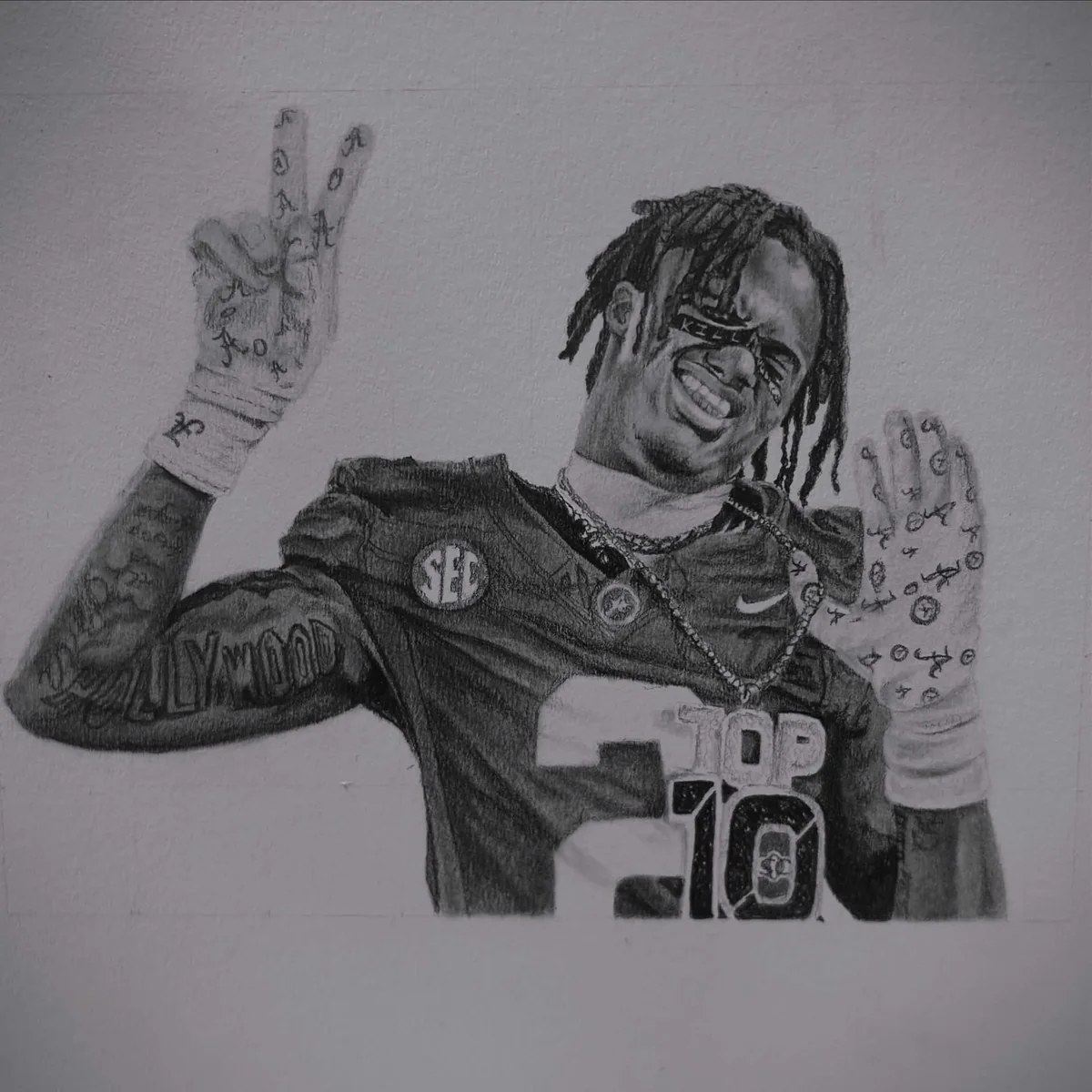 Detailed hand-drawn graphite individual portrait